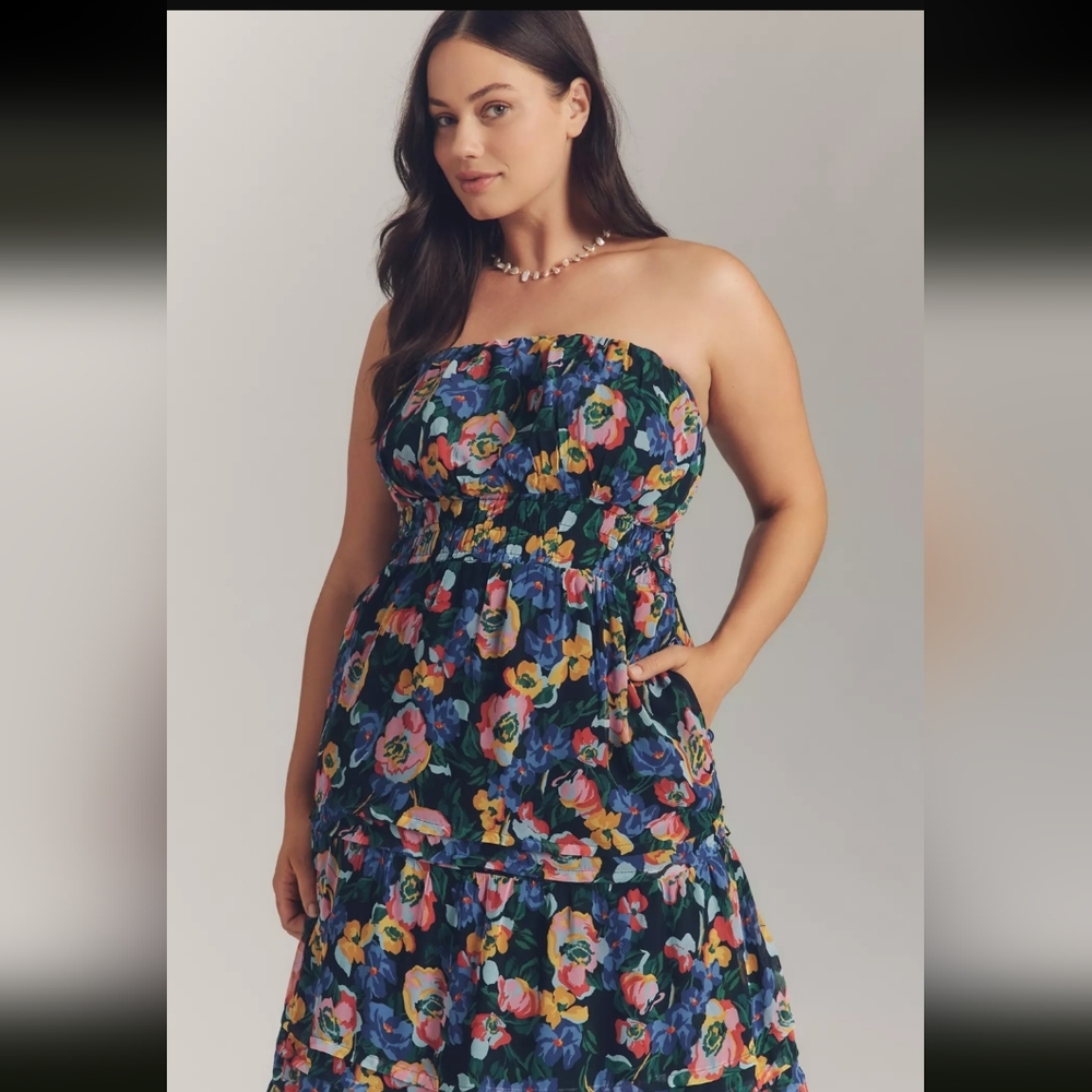 Anthropologie Somerset Maxi Dress Strapless Edition Large $178 NWOT 💠 - Picture 4 of 16